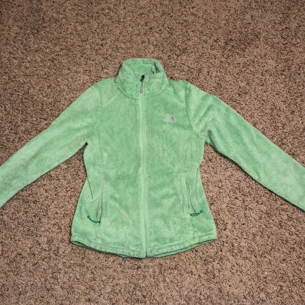 THE NORTH FACE zip-up furry jacket LIGHT GREEN